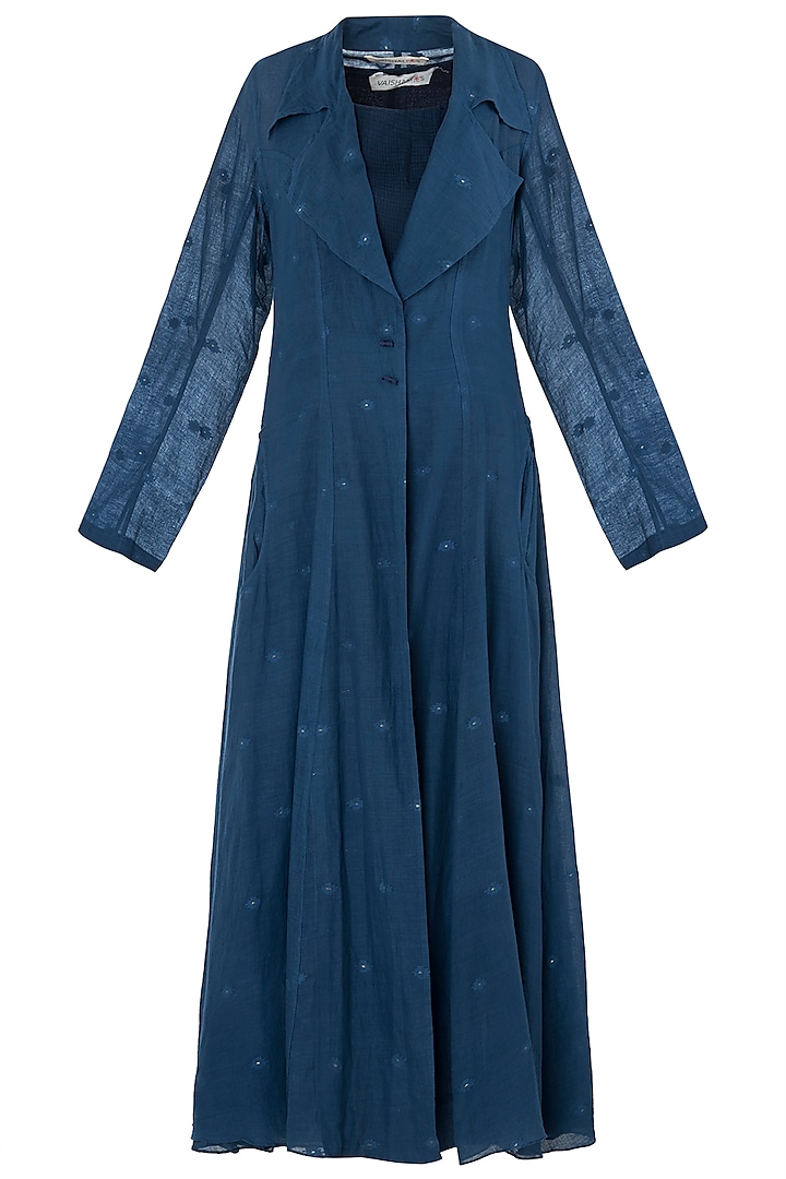 Blue Texture Midi Dress with Jacket by Vaishali S