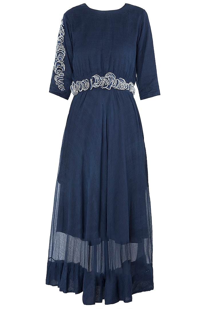 Blue Texture Midi Dress by Vaishali S