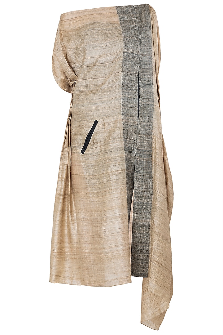 Beige Asymmetrical Side Lining Dress by Vaishali S