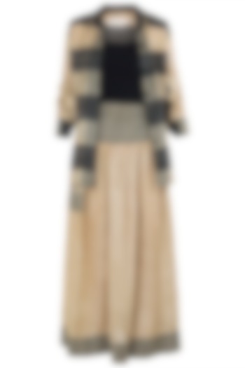 Beige Texture Midi Skirt with Jacket by Vaishali S