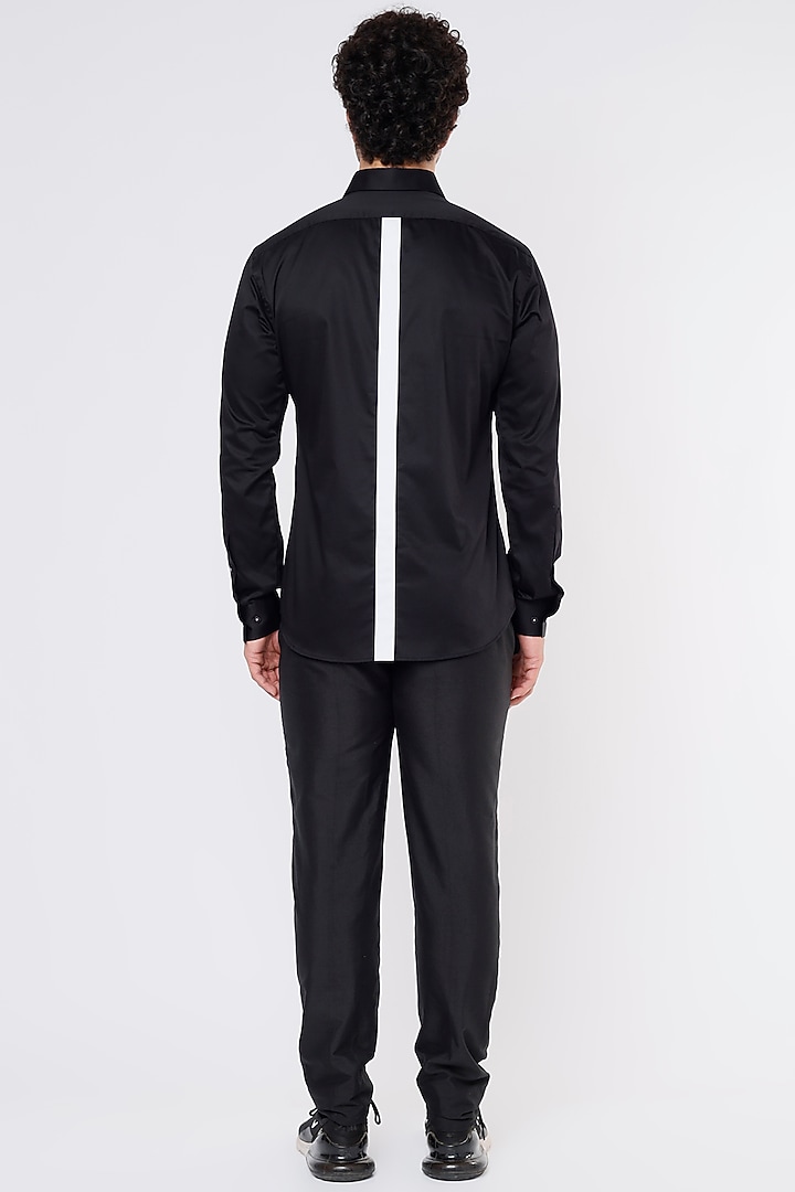 Black Cotton Embroidered Party Wear Shirt by Vavci at Pernia's Pop Up Shop