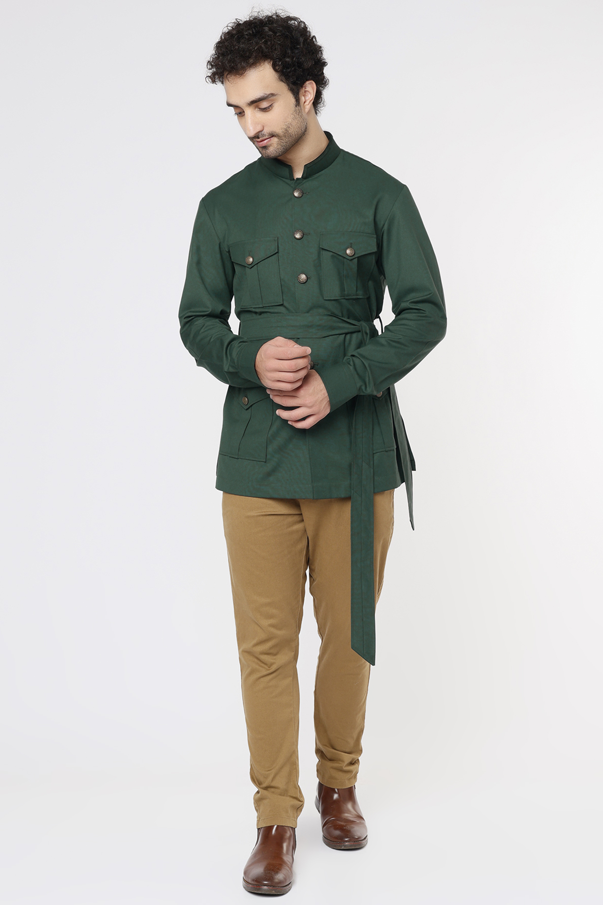 Emerald Green Poly Viscose Party  start Shirt by Vavci at Pernia's Pop Up Shop