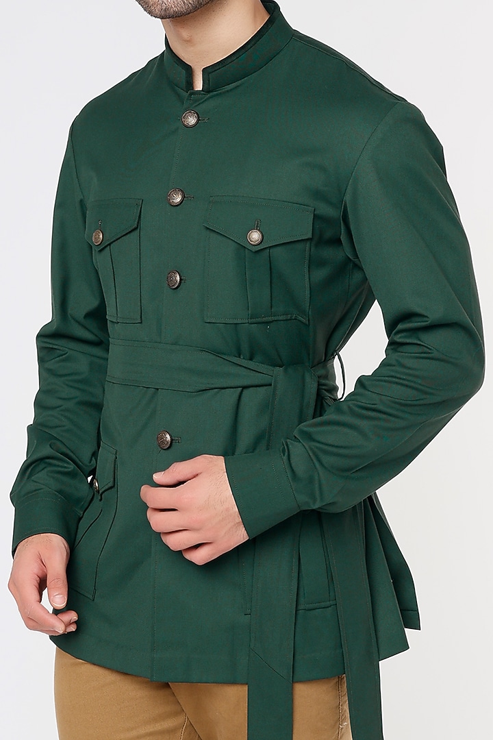 Emerald Green Poly Viscose Party Wear Shirt by Vavci at Pernia's Pop Up Shop