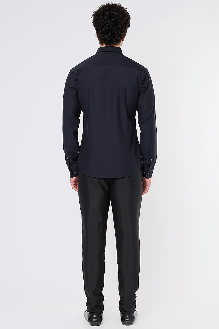 Cobalt Blue Embroidered Party Wear Shirt by Vavci at Pernia's Pop Up Shop