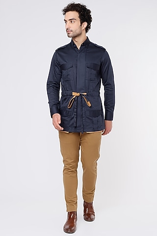 Cobalt Blue Shirt In Cotton by Vavci