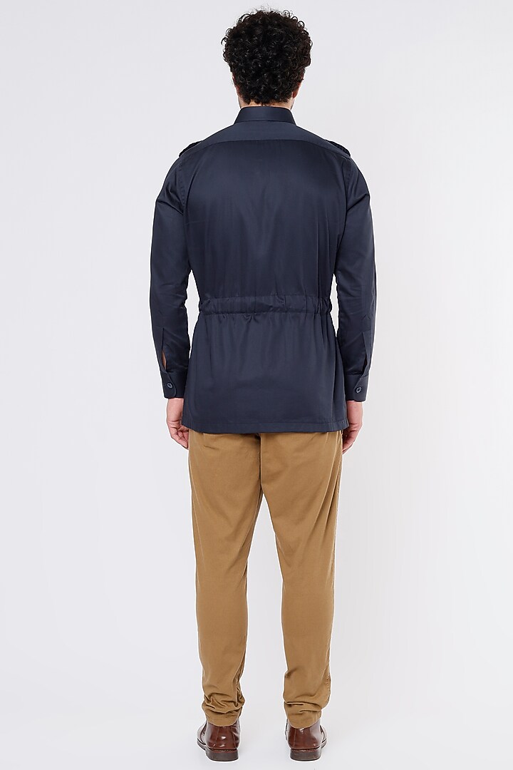 Cobalt Blue Party Wear Shirt In Cotton by Vavci at Pernia's Pop Up Shop