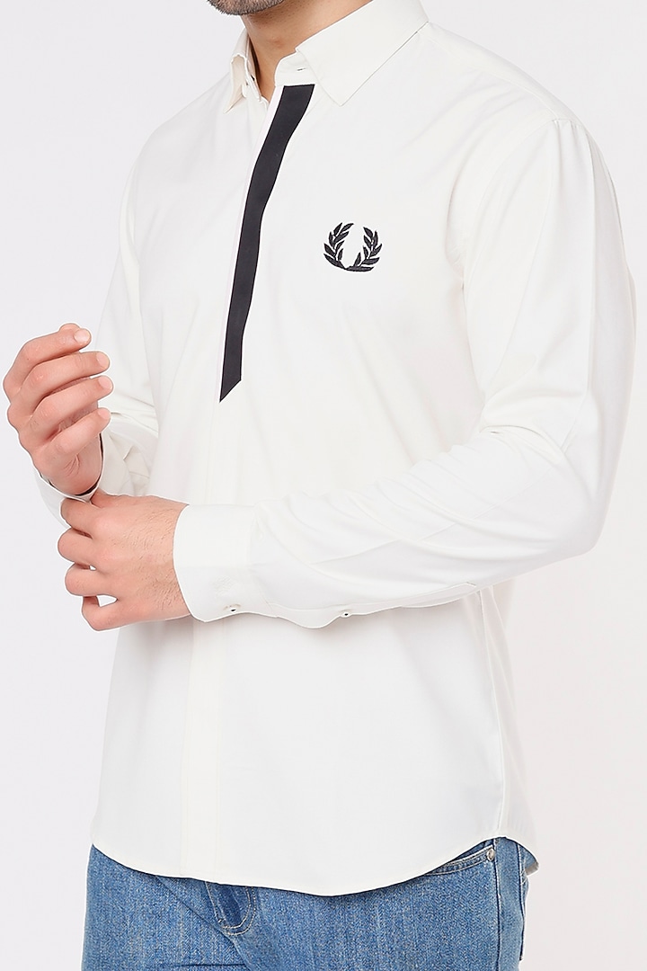 White Party Wear Shirt In Cotton by Vavci at Pernia's Pop Up Shop