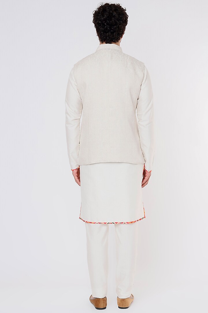 White Linen Bundi Jacket by Vavci at Pernia's Pop Up Shop