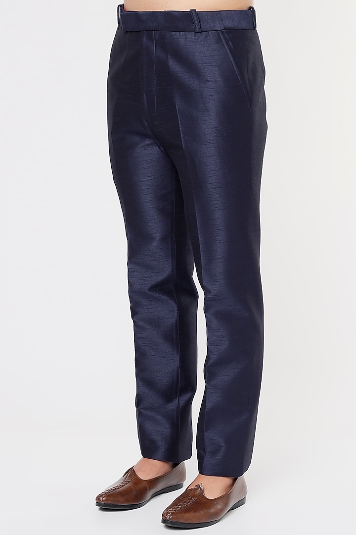 Cobalt Blue Poly Indo Western Jacket Set by Vavci at Pernia's Pop Up Shop