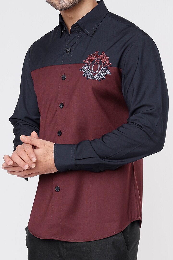 Maroon Poly Viscose Party Wear Shirt by Vavci at Pernia's Pop Up Shop