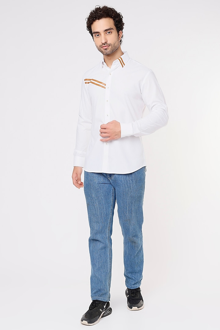 White Cotton Shirt by Vavci