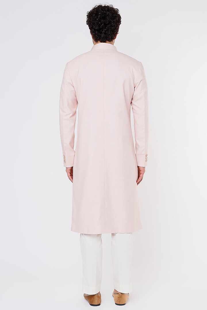 Blush Pink Italian Indo-Western Jacket Set by Vavci at Pernia's Pop Up Shop