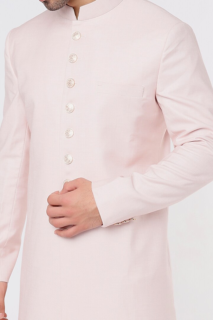 Blush Pink Italian Indo-Western Jacket Set by Vavci at Pernia's Pop Up Shop