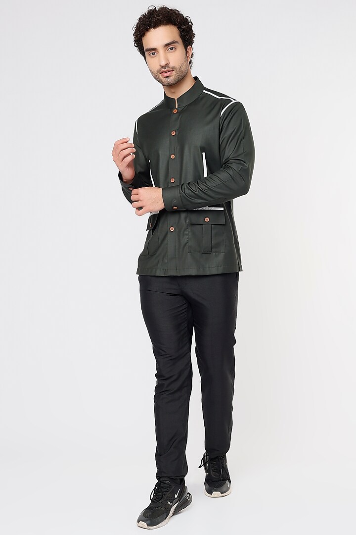 Emerald Green Shirt In Poly Viscose by Vavci at Pernia's Pop Up Shop