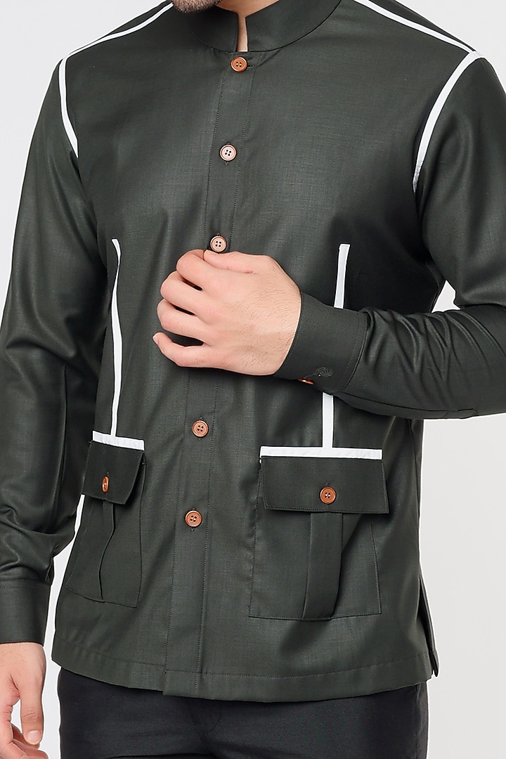 Emerald Green Party Wear Shirt In Poly Viscose by Vavci at Pernia's Pop Up Shop
