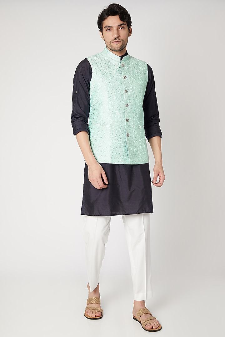 Sky Blue Embroidered Nehru Jacket Design by Vavci at Pernia's Pop Up ...