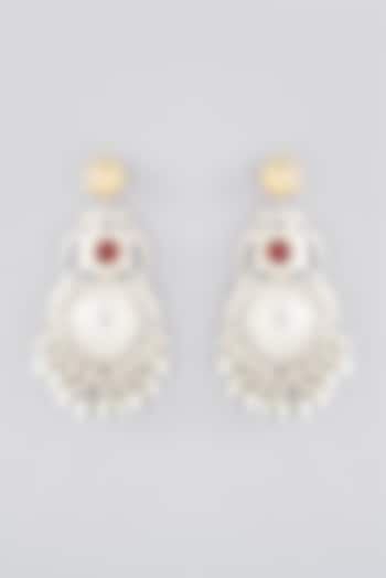 Oxidised Silver Finish Ruby & Pachi Kundan Polki Dangler Earrings by Velvetbox by Shweta at Pernia's Pop Up Shop
