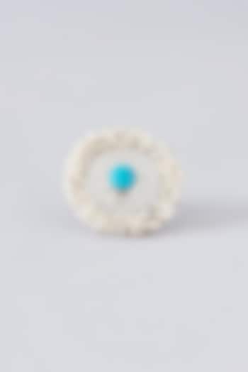 Silver Finish Sky Blue Semi-Precious Stone Ring by Velvetbox by Shweta