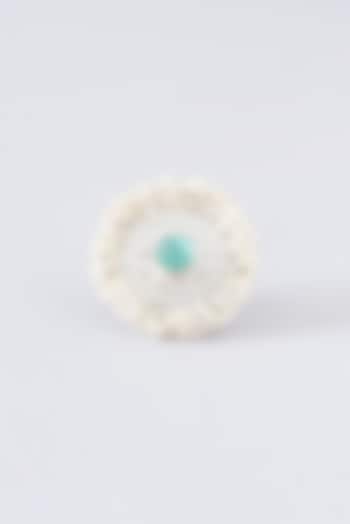 Silver Finish Sky Blue Semi-Precious Stone Ring by Velvetbox by Shweta