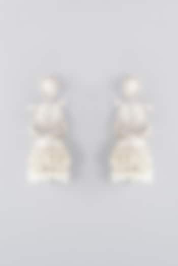 Oxidised Silver Finish Grey Pachi Kundan Polki Dangler Earrings by Velvetbox by Shweta at Pernia's Pop Up Shop