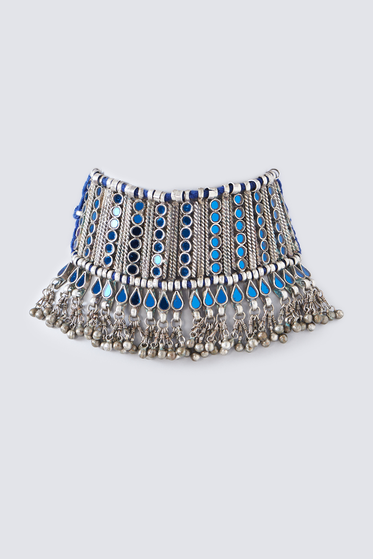 Oxidised Silver Finish Mirror Necklace by Velvetbox by Shweta at Pernia's Pop Up Shop