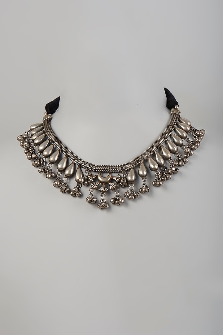 Oxidised Finish Choker Necklace by Velvetbox by Shweta