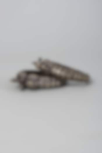 Oxidised Finish Semi-Precious Stone Bangles (Set of 2) by Velvetbox by Shweta at Pernia's Pop Up Shop