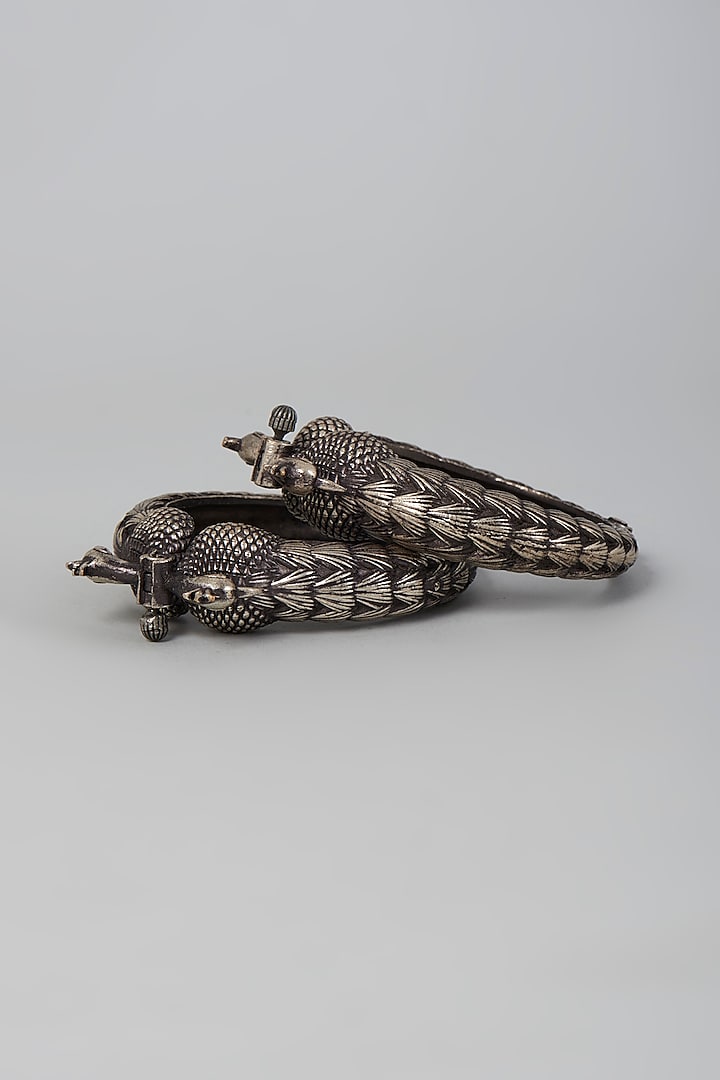 Oxidised Finish Semi-Precious Stone Bangles (Set of 2) by Velvetbox by Shweta at Pernia's Pop Up Shop