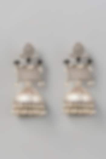 Oxidised Finish Pachi Kundan Jhumka Earrings by Velvetbox by Shweta at Pernia's Pop Up Shop