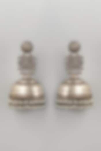 Oxidised Silver Finish Kundan jhumka Earrings by Velvetbox by Shweta at Pernia's Pop Up Shop