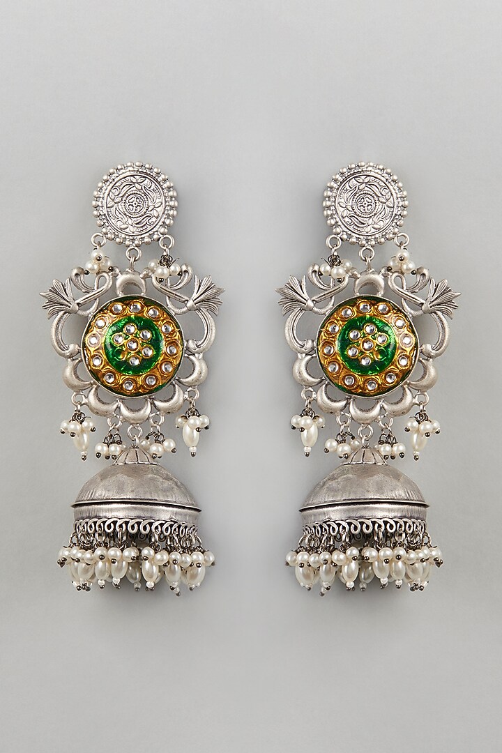 Oxidised Silver Finish jhumka Earrings by Velvetbox by Shweta at Pernia's Pop Up Shop