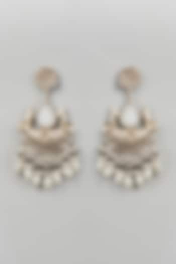 Oxidised Silver Finish Chandbali Earrings by Velvetbox by Shweta