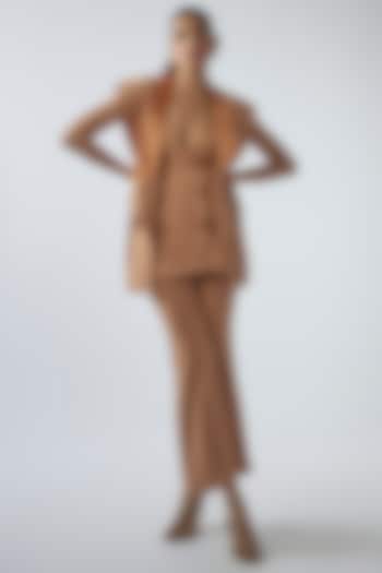 Caramel Nude Morgan Crepe & Spandex Jacket Set by Suravika. S at Pernia's Pop Up Shop