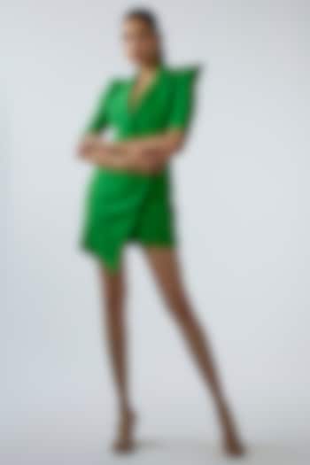 Green Morgan Crepe & Spandex Blazer Dress by Suravika. S