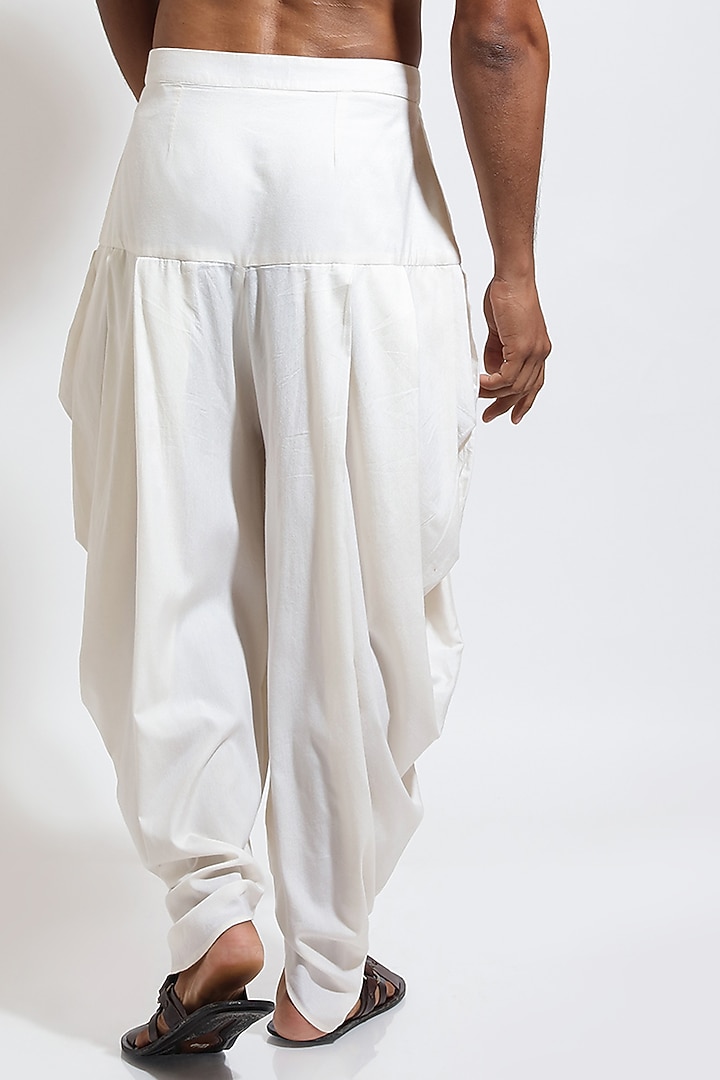 Ivory Cotton Silk Dhoti Pants by Vivek Karunakaran at Pernia's Pop Up Shop