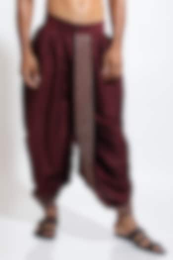 Red Cotton Silk Dhoti Pants by Vivek Karunakaran