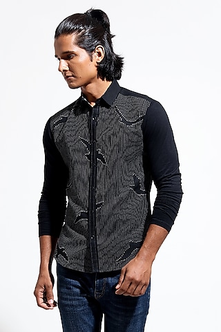 Black Linen Shirt by Vivek Karunakaran