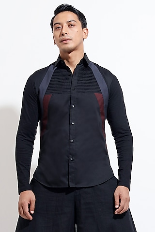 Black Poplin Shirt by Vivek Karunakaran