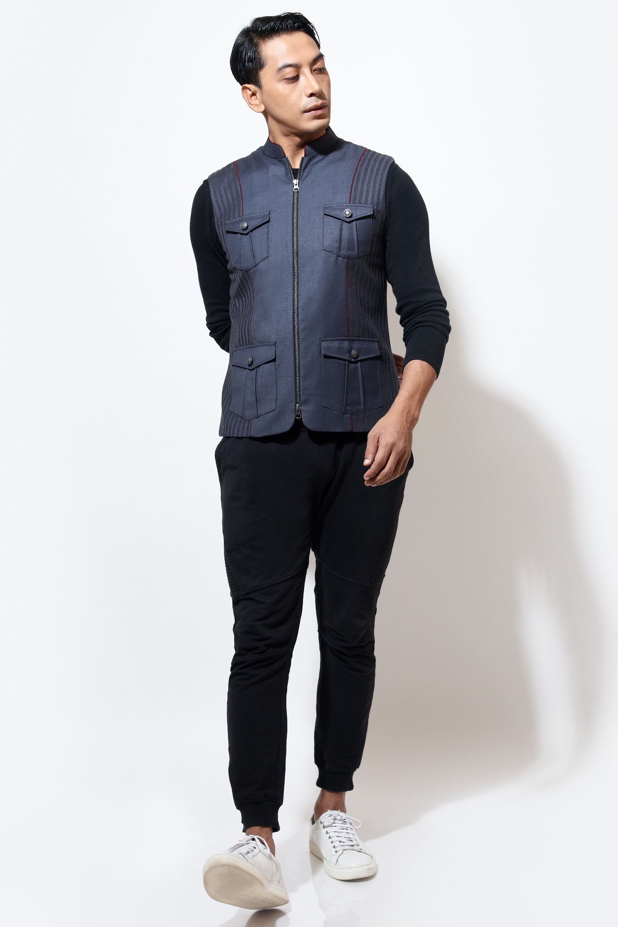 Vivek Karunakaran Grey Suiting Bundi Jacket