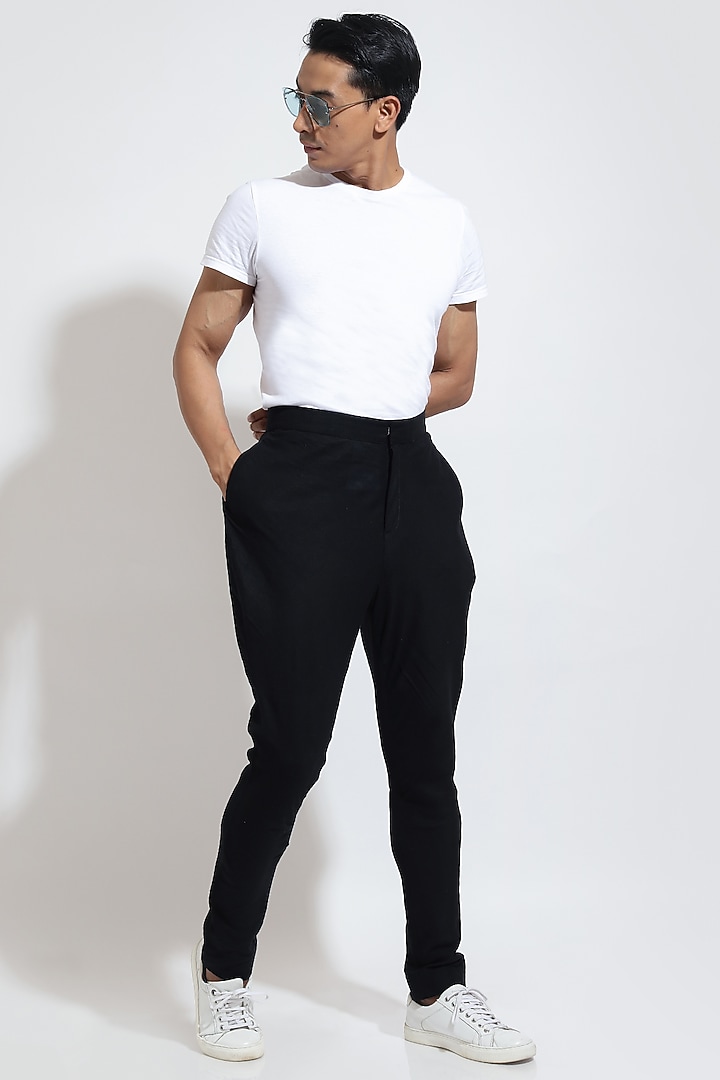 Black Linen Jodhpuri Pants by Vivek Karunakaran at Pernia's Pop Up Shop