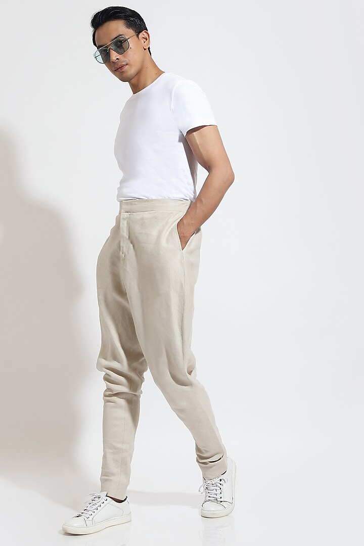 Beige Linen Jodhpuri Pants by Vivek Karunakaran at Pernia's Pop Up Shop