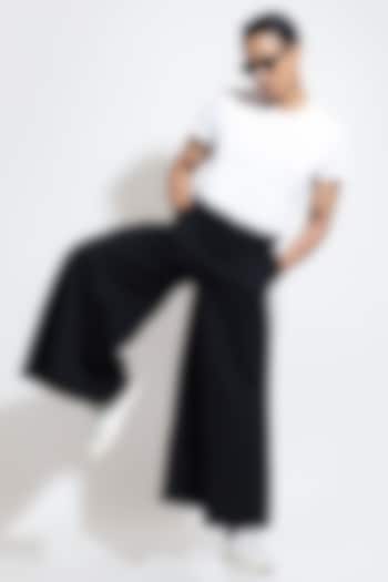 Black Linen Palazzo Pants by Vivek Karunakaran