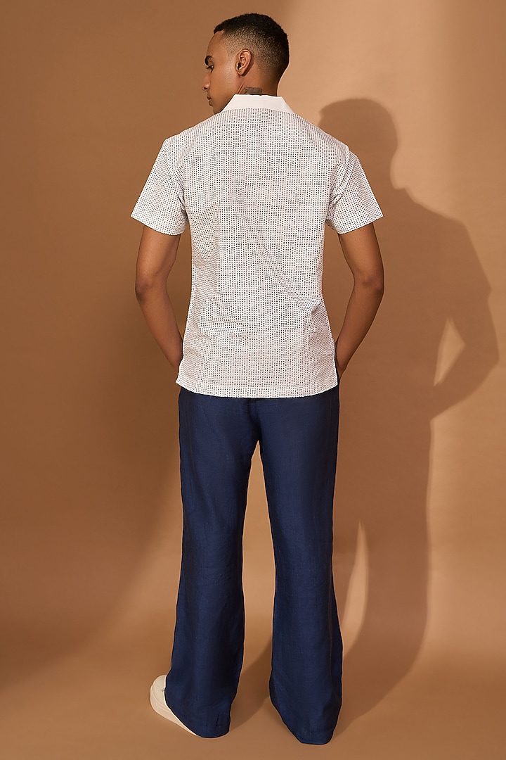 White Linen Smudge Printed Party Wear Shirt by Vivek Karunakaran at Pernia's Pop Up Shop