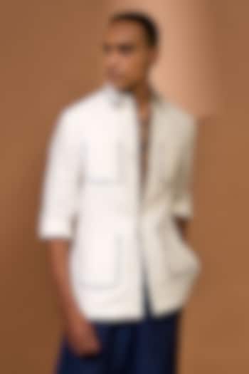 White Linen Shacket by Vivek Karunakaran