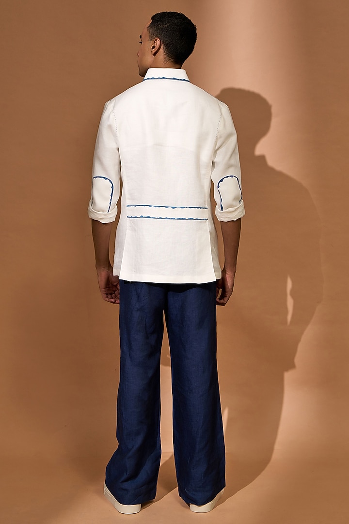 White Linen Shacket by Vivek Karunakaran at Pernia's Pop Up Shop