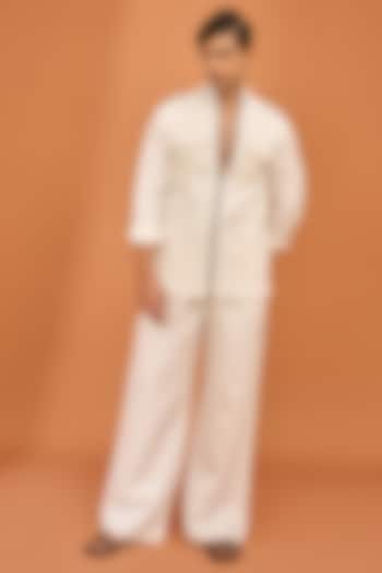 White Linen Shacket by Vivek Karunakaran at Pernia's Pop Up Shop