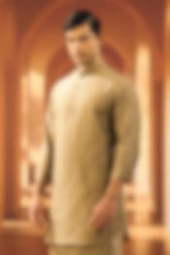 Olive Spun Cotton Kurta by Vivek Karunakaran at Pernia's Pop Up Shop