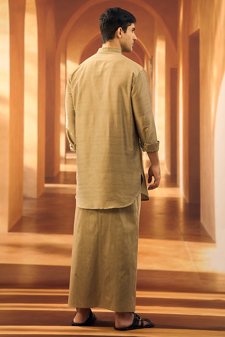 Olive Spun Cotton Kurta by Vivek Karunakaran at Pernia's Pop Up Shop