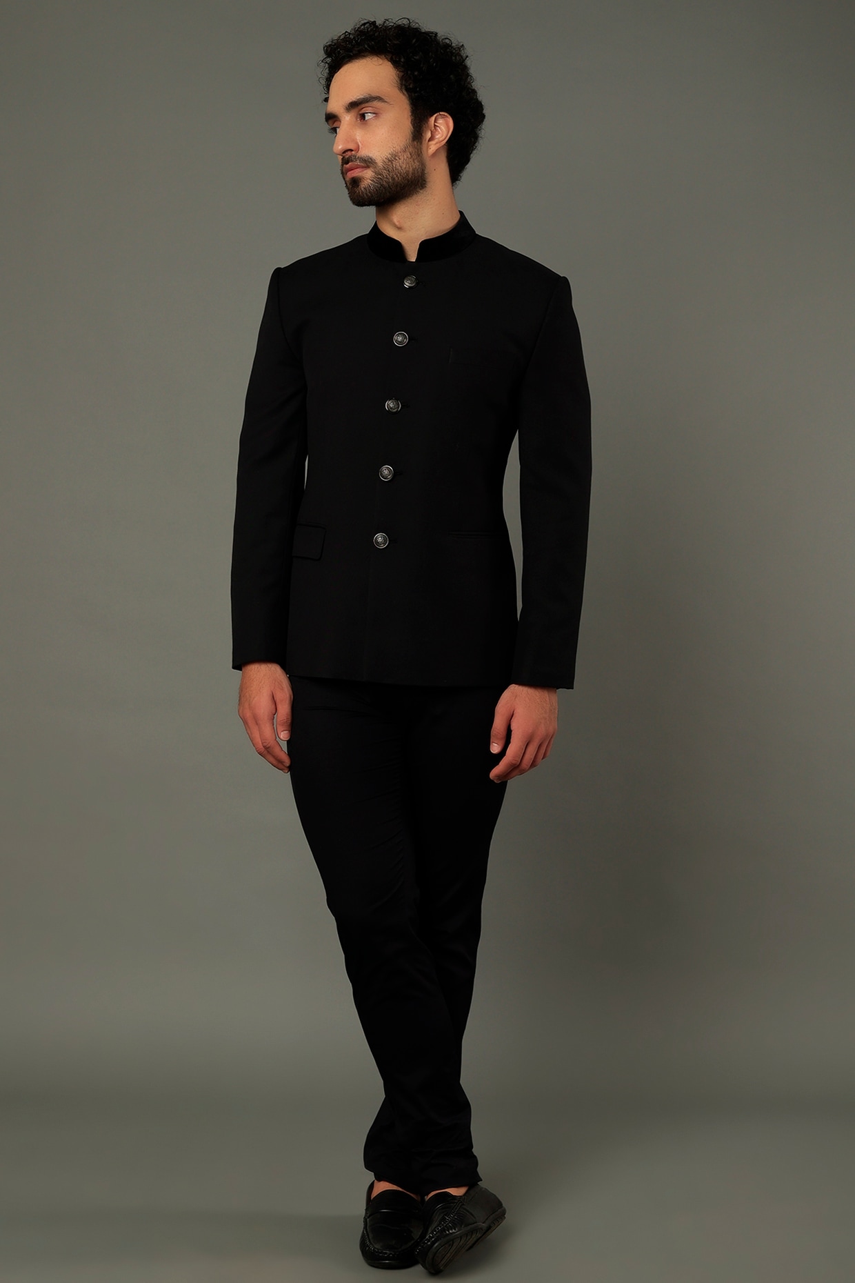 Vivek Karunakaran Black Suiting Bandhgala Set