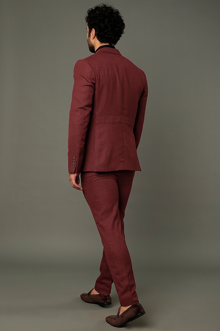 Red Suiting Tuxedo Set by Vivek Karunakaran at Pernia's Pop Up Shop